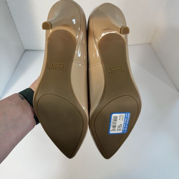 Cole Haan Size 11 Grand Zero Beige Patent Leather Pumps | Classic Stiletto Heels - Picture 6 of 8